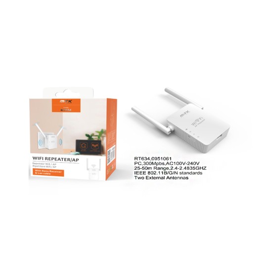 WIRELESS WIFI REPETIDOR MTK RT634 BL BRANCO